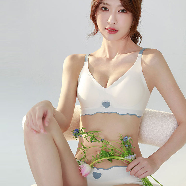 VEIMIA  큐티 헴라인 브라세트丨가슴 작아보이는 풀컵 부유방 브라 노와이어 처진가슴 헴라인 미니마이저 브라